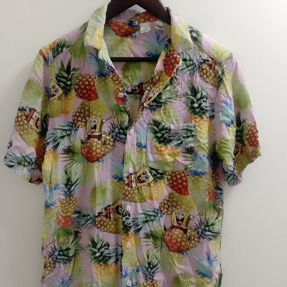Divided, H&M, Spongebob Squarepants Short Sleeved Men's, Buttoned Top